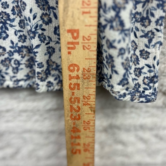 CYNTHIA ROWLEY Blouse Cottagecore Blue Floral Ditzy Top Medium - Picture 15 of 15